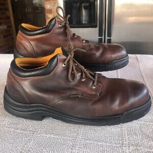 Timberland Titan Alloy Toe Work Oxford Shoe Size 13 M Brown Safety Toe Leather